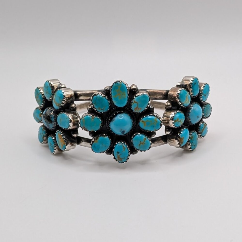 Sterling Silver and Turquoise Cluster Cuff